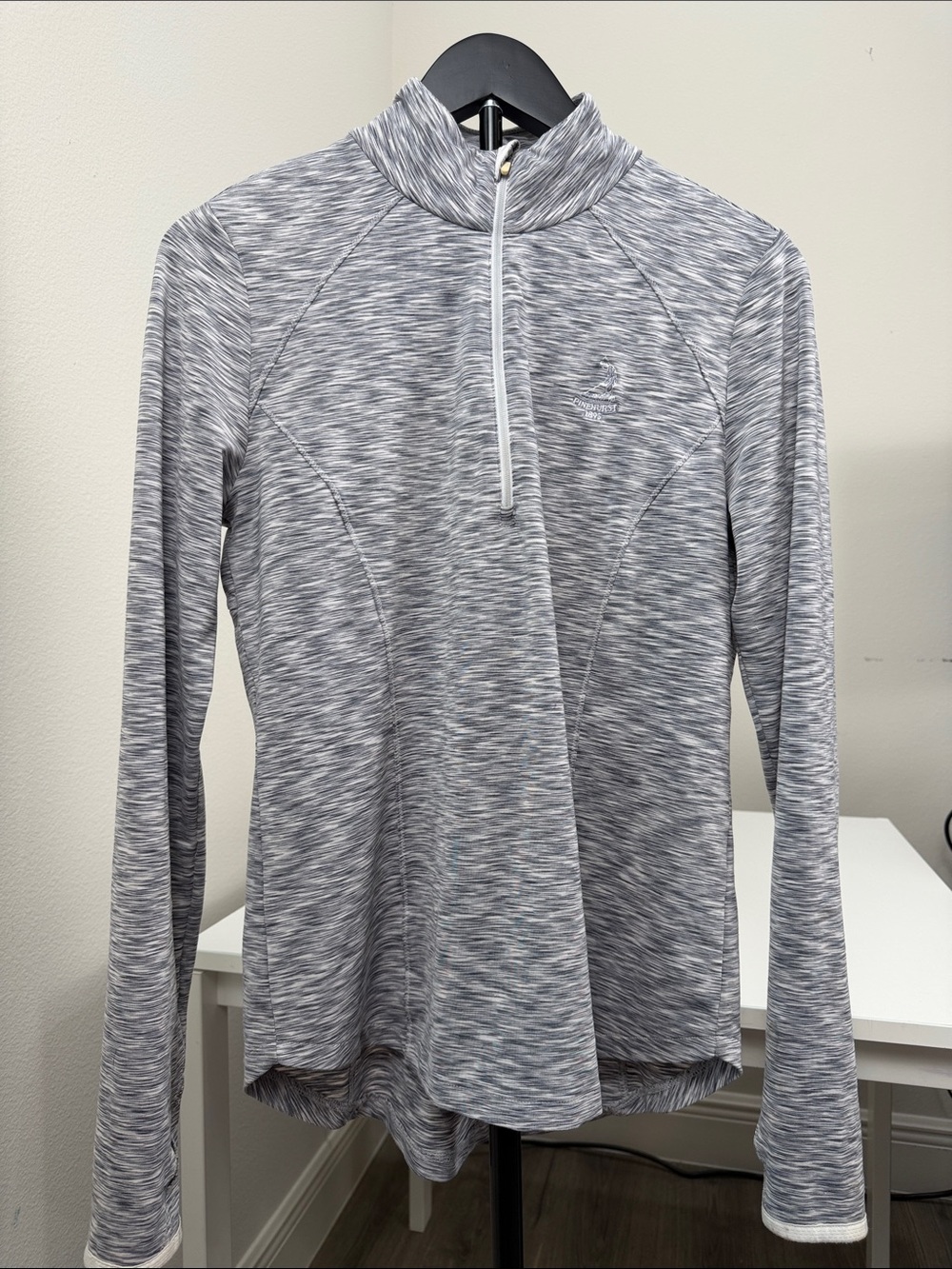 Heather Gray Quarter-Zip Long Sleeve Performance Top